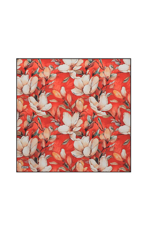 Pomegranate Flower Narcissus Pattern Silk Pocket Square - Thumbnail