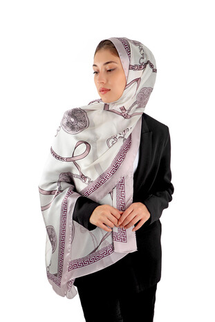 Powder Belt Pattern Sura Silk Scarf - Thumbnail