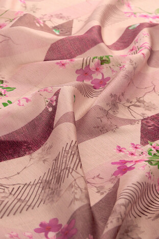 Powder Patterned Voile Silk Imported Scarf - Thumbnail