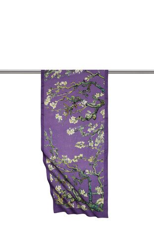 Purple Almond Blossom Silky Foulard - Thumbnail