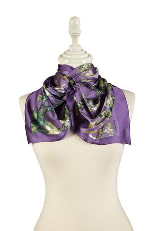 Purple Almond Blossom Silky Foulard - Thumbnail