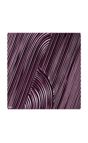 Purple Illusion Pattern Twill Silk Square Scarf - Thumbnail