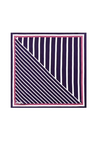 Purple Line Pattern Silk Pocket Square - Thumbnail