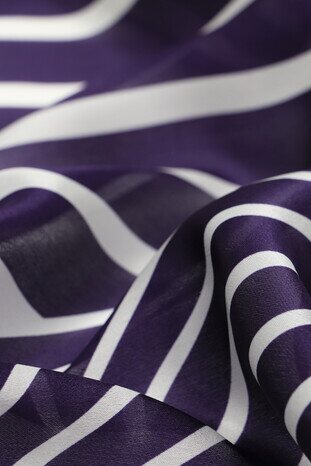 Purple Line Pattern Silk Pocket Square - Thumbnail