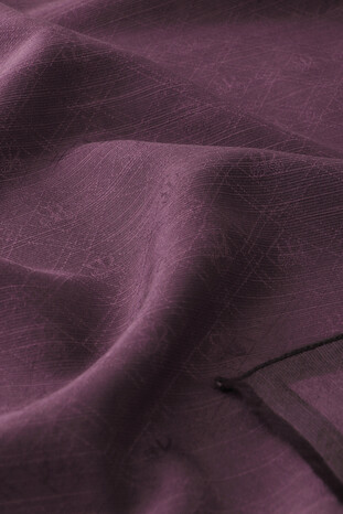 Purple Monogram Pattern Silk Cotton Scarf - Thumbnail