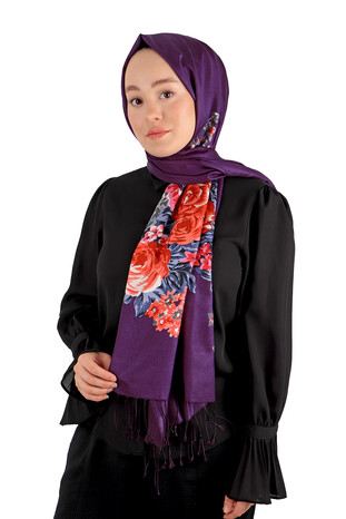 Purple Night Garden Silk Scarf - Thumbnail