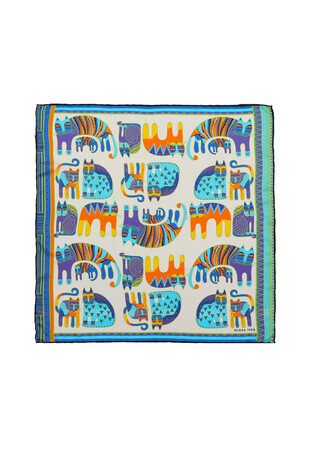 Purple Orange Patterned Silky Pocket Square - Thumbnail