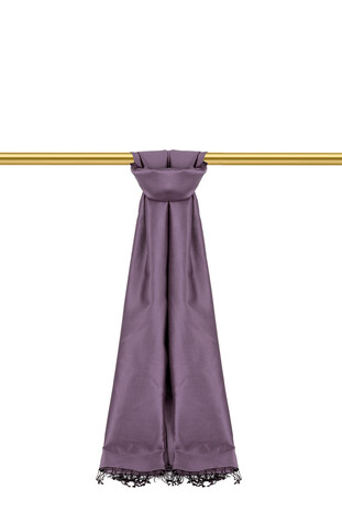 Purple Reversible Silk Scarf - Thumbnail