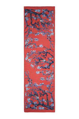 Red Almond Blossom Silky Foulard - Thumbnail