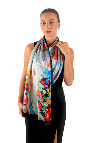 Red Angel Silk Painting Foulard - Thumbnail