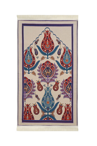 Red Big Tulip Pattern Tapestry Prayer Rug - Thumbnail