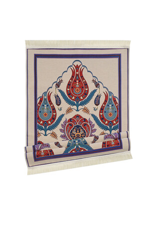 Red Big Tulip Pattern Tapestry Prayer Rug - Thumbnail