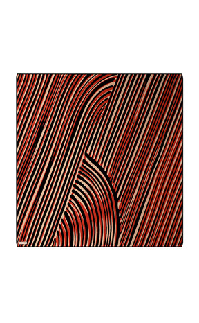 Red Illusion Pattern Twill Silk Square Scarf - Thumbnail