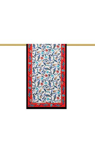 Red Navy Blue Carnation Tulip Silk Foulard - Thumbnail