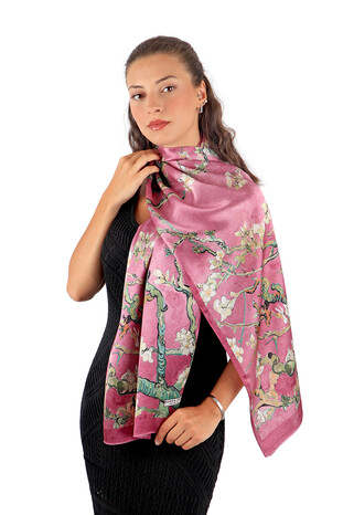 Rose Dried Almond Blossom Silk Foulard - Thumbnail