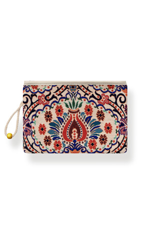 Rosebud Pattern Tapestry Wallet - Thumbnail