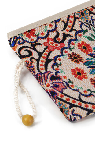 Rosebud Pattern Tapestry Wallet - Thumbnail