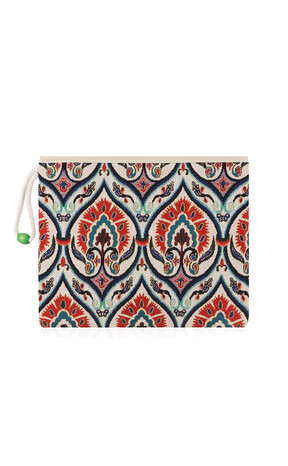 Row Carnation Pattern Tapestry Handbag - Thumbnail