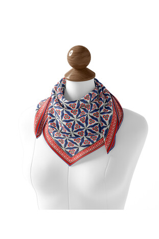 Saks Çintemani Pattern Soft Square Scarf - Thumbnail