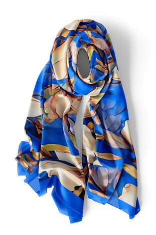 Saks Daffodil Pattern Silk Foulard - Thumbnail