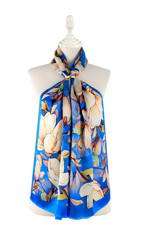 Saks Daffodil Pattern Silk Foulard - Thumbnail