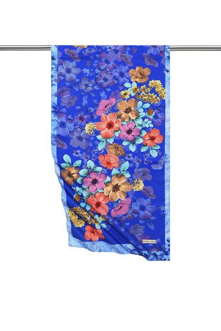 Saks Floral Silky Foulard - Thumbnail