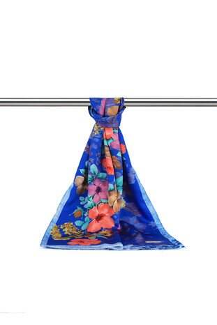 Saks Floral Silky Foulard - Thumbnail