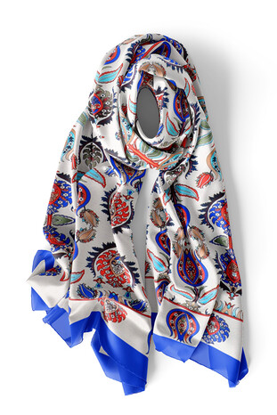 Saks Iznik Pattern Silk Foulard - Thumbnail