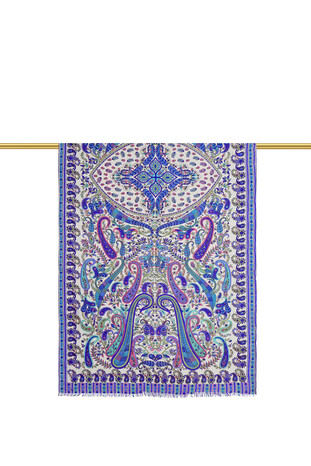 Saks Patterned Indian Silk Scarf - Thumbnail