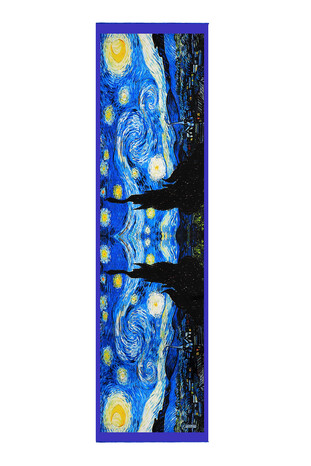 Saks Starry Night Silk Painting Foulard - Thumbnail