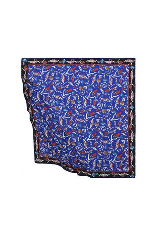 Saks Turkish Pattern Carnation Tulip Pattern Silky Square Scarf - Thumbnail