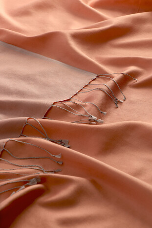 Salmon Gray Reversible Silk Scarf - Thumbnail