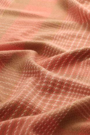 Salmon Milk Coffee Patterned Winter Shawl - Thumbnail