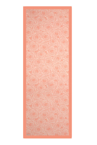 Salmon Rosa Pattern Twill Silk Scarf - Thumbnail