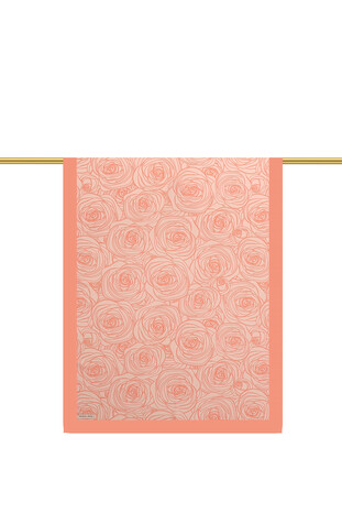 Salmon Rosa Pattern Twill Silk Scarf - Thumbnail