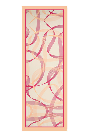 Salmon Tropic Pattern Twill Silk Scarf - Thumbnail