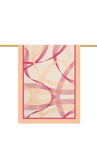 Salmon Tropic Pattern Twill Silk Scarf - Thumbnail