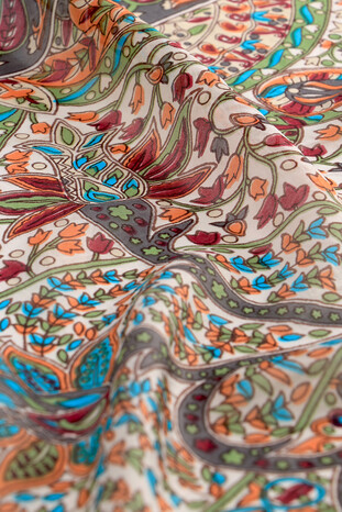 Smoke Patterned Indian Silk Scarf - Thumbnail