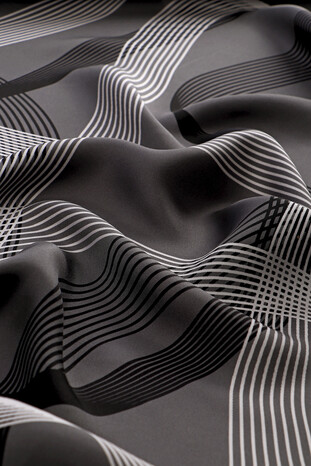 Smoked Carousel Pattern Twill Silk Scarf - Thumbnail