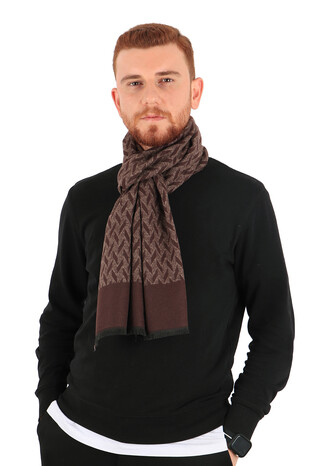 Smoked Men's Wool Wide Scarf - Thumbnail