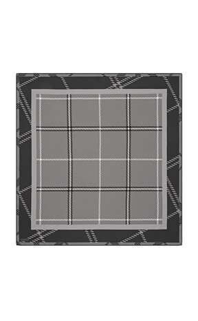 Smoked Plaid Pattern Twill Silk Square Scarf - Thumbnail