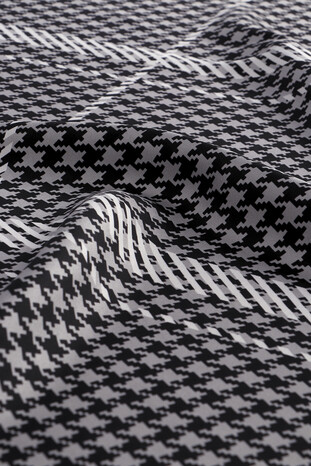 Smoked Stripe Houndstooth Pattern Twill Silk Square Scarf - Thumbnail