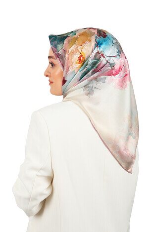 Stone Flower Silk Square Scarf - Thumbnail