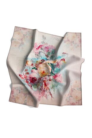 Stone Flower Silk Square Scarf - Thumbnail