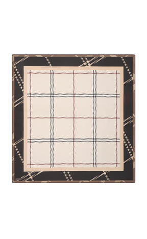 Stone Plaid Pattern Twill Silk Square Scarf - Thumbnail