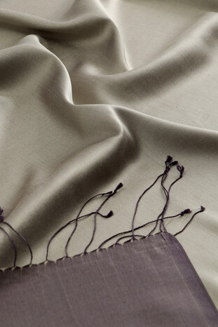 Stone Purple Reversible Silk Scarf - Thumbnail