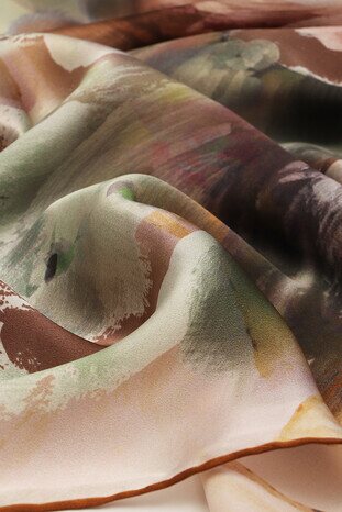 Taba Pastel Pattern Sura Silk Scarf - Thumbnail