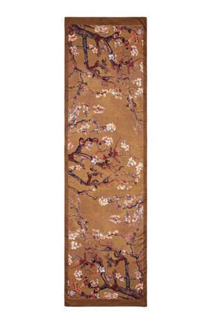 Tan Almond Blossom Silky Foulard - Thumbnail