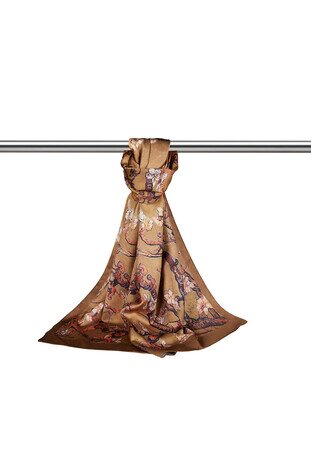 Tan Almond Blossom Silky Foulard - Thumbnail