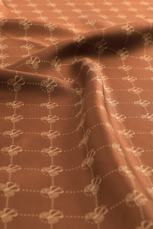 Tan Butterfly Monogram Twill Silk Square Scarf - Thumbnail